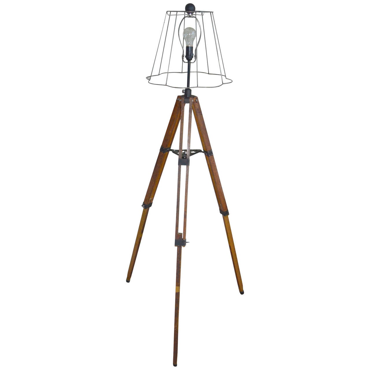 Early 20th Century Telescope Tripod as Floor Lamp at 1stdibs