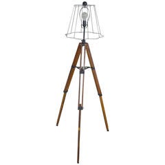 Early 20th Century Telescope Tripod as Floor Lamp