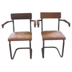 Vintage Pair of New York City Schoolhouse Chairs, circa 1940