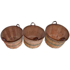 Apple Orchard Bushel Baskets, c. 1930s, w/added Leather Handles; qty available