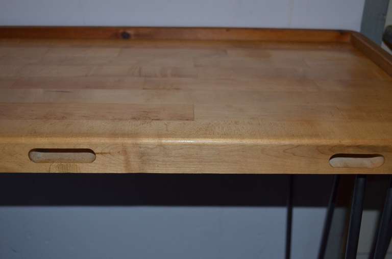 Jeweler's Workbench Top as Table on Hairpin Legs 1