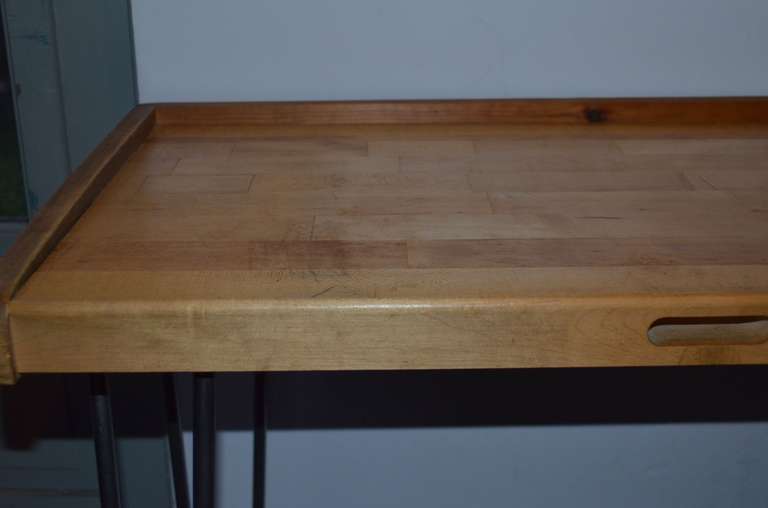 Jeweler's Workbench Top as Table on Hairpin Legs 2