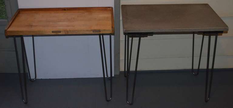Jeweler's Workbench Top as Table on Hairpin Legs 4