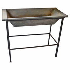 French Bakery Dough Bowl of Galvanized Steel on Stand