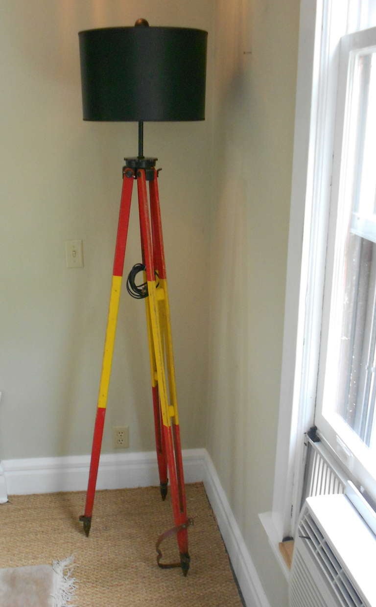 Industrial Surveyor Tripod as Floor Lamp