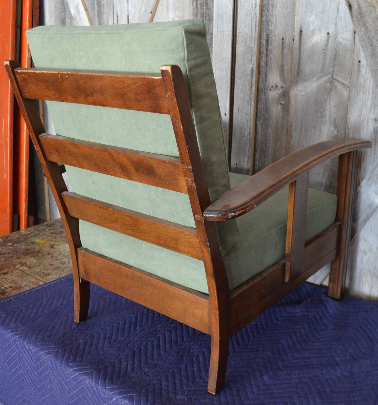 Armchair with Cushions Newly Upholstered in Vintage Canvas 1