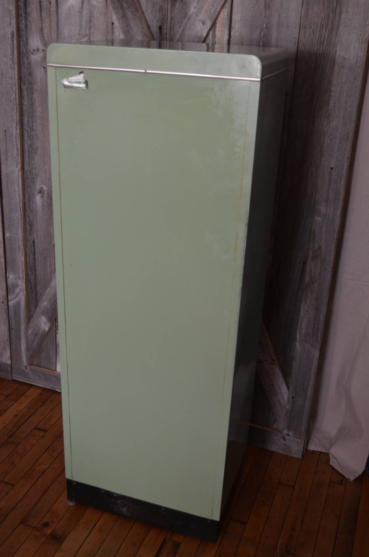 American Mid Century Dental Medical Cabinet in Jadeite Green Enamel with Chrome