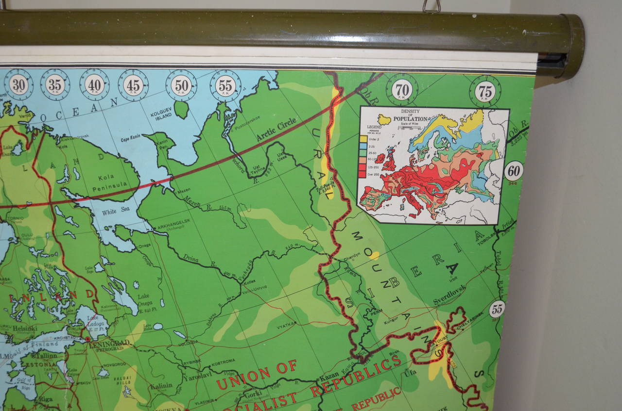 American Map of Europe from 1956 with Display Stand