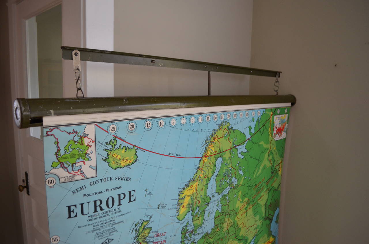 Mid-20th Century Map of Europe from 1956 with Display Stand