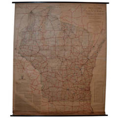 Antique Archival Map of Wisconsin Roads, 1921 Edition