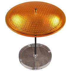 Used Table Lamp Created from Glass Traffic Signal Lens