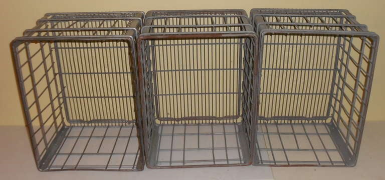 American Galvanized Steel Milk Crates, circa 1940, sold as set of three; qty available