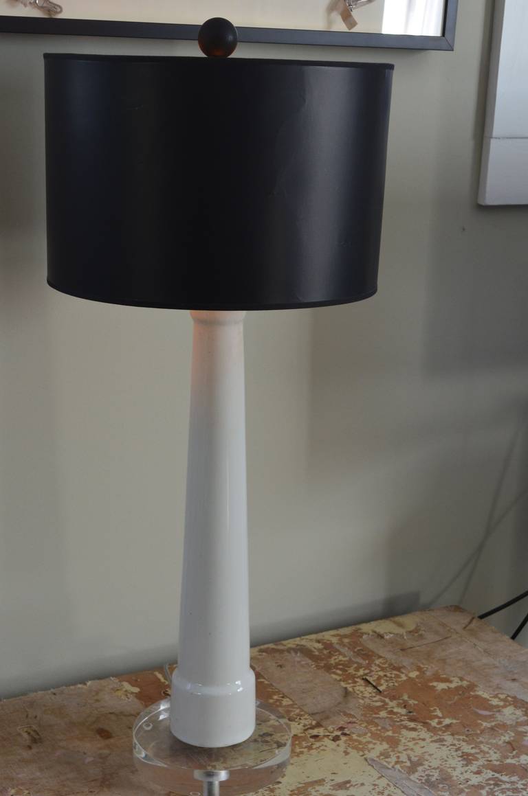 20th Century Porcelain, Sink Support Leg made into Table Lamp with Acrylic Base