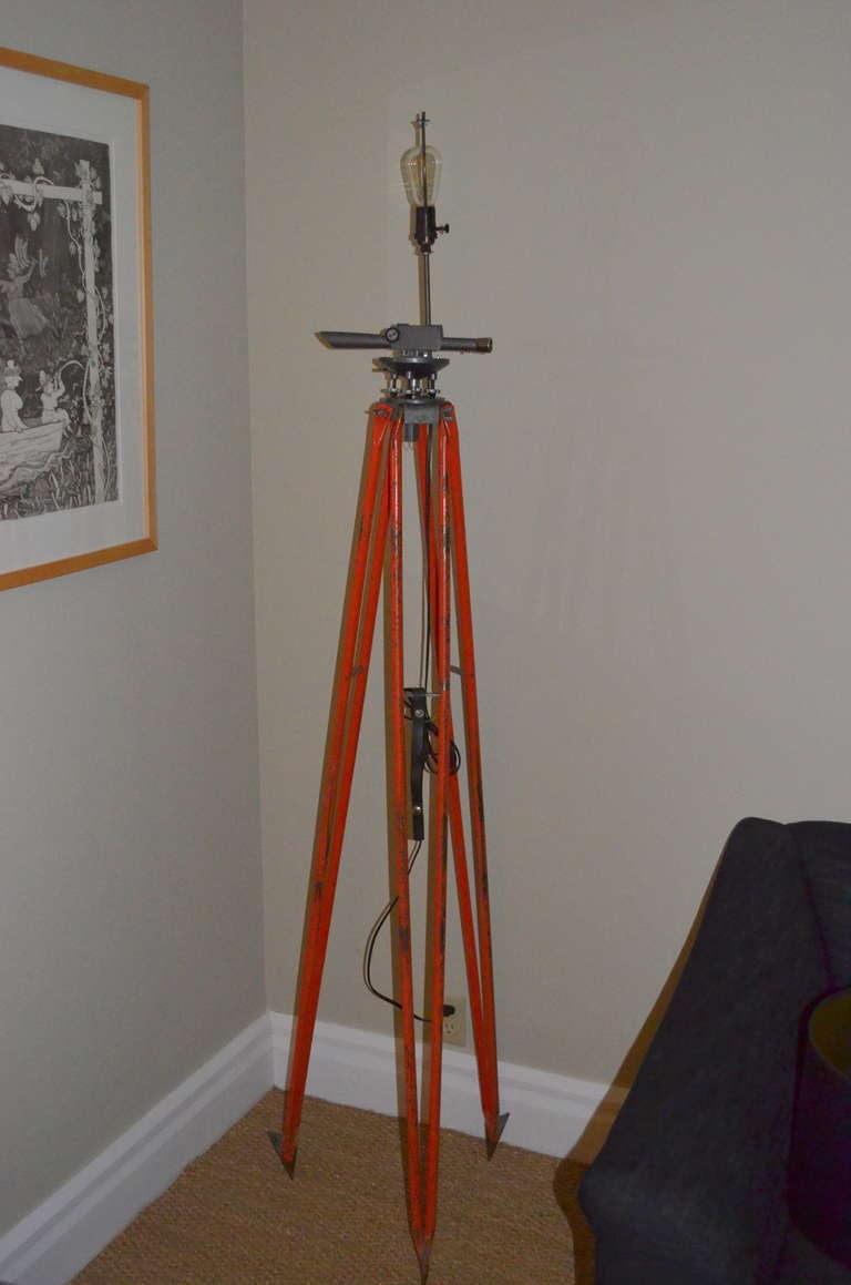 Surveyor Tripod by David White, with Scope, as Floor Lamp In Good Condition In Madison, WI