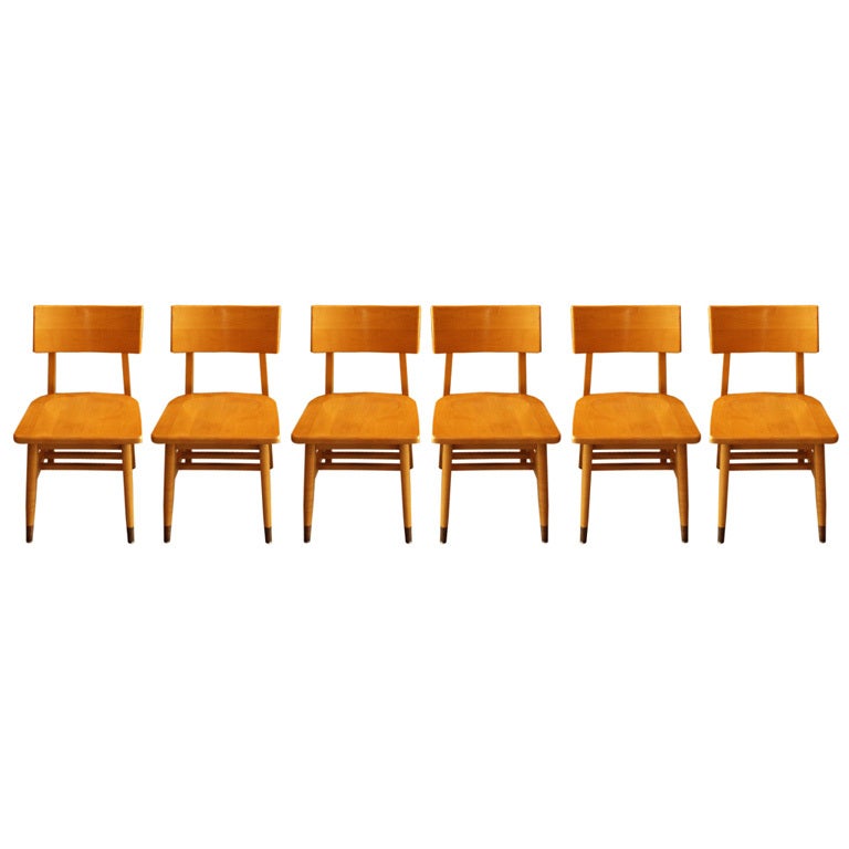 Mid Century Maple School Chairs; Four Available