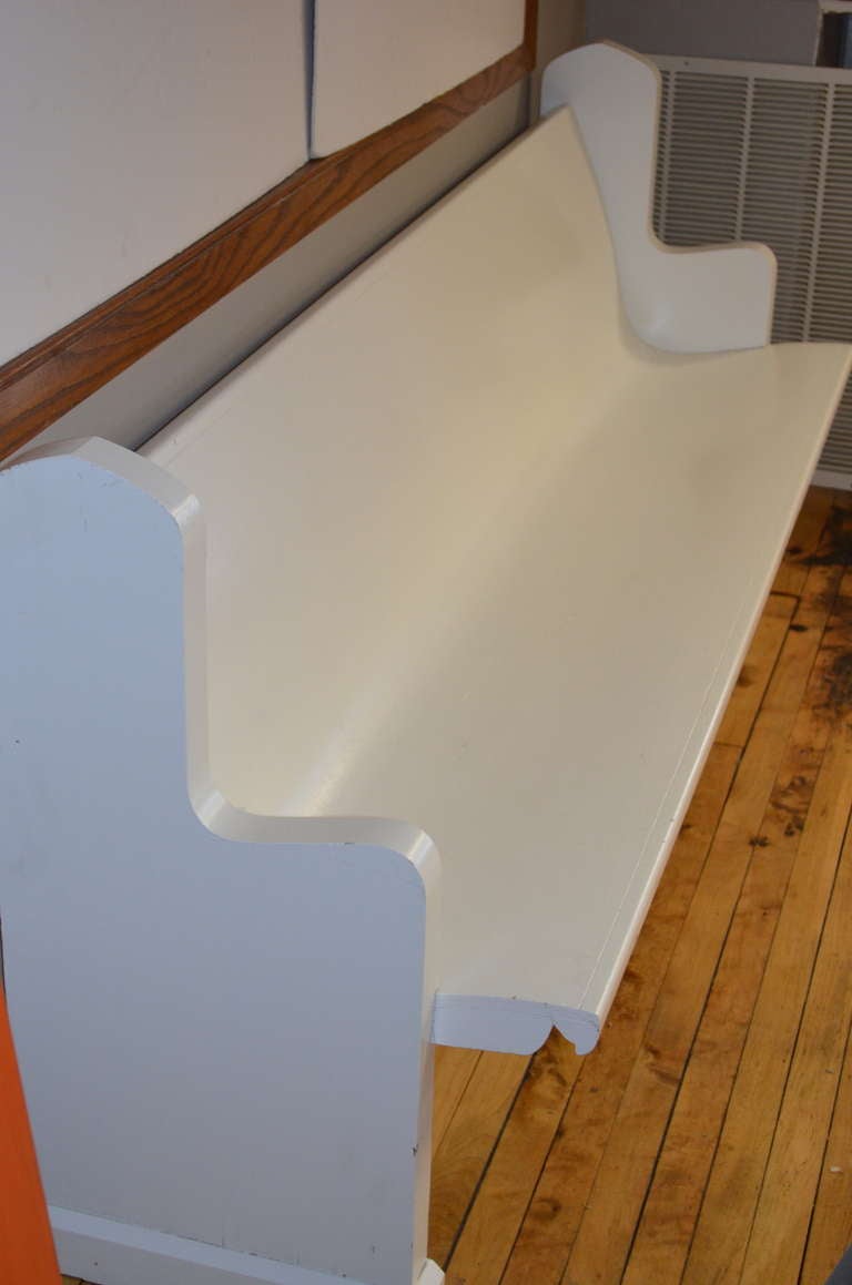 white church pew bench