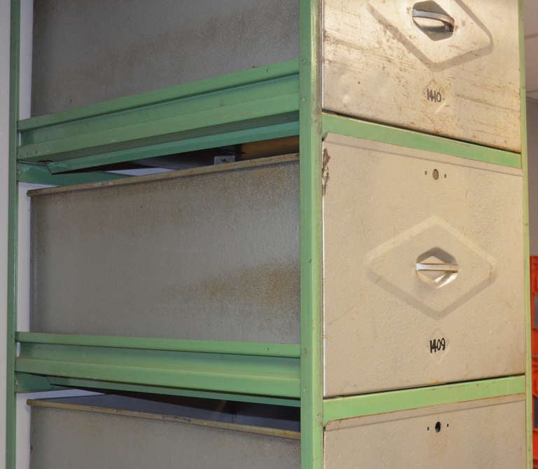 American Steel Meat Locker Storage Cabinet, 6-drawer unit.