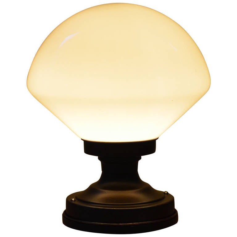 Milk Glass, Schoolhouse Globe and Fixture as Table Lamp at 1stDibs