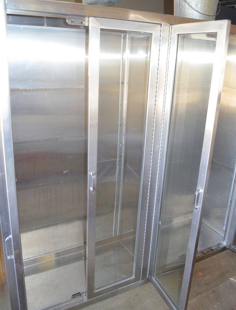 American Stainless Steel Medical Cabinet with Full-length Glass Doors and Shelf Brackets