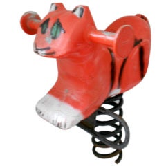 Children's Playground Tiger of molded steel on  coiled spring