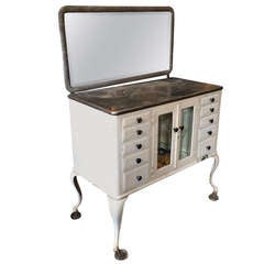 Early 20th-century Medical cabinet with steel top and cabriole legs