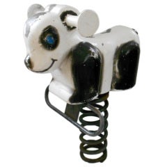 Children's Playground Panda of Molded Steel on Coiled Spring