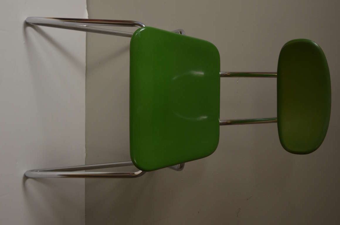 American Mid-century Modern Stainless Steel Chairs with fiberglass seats