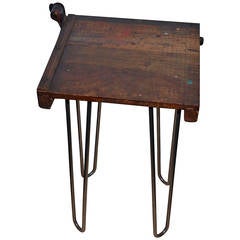 Table from Vintage Paper Cutter Mounted on Hairpin Legs