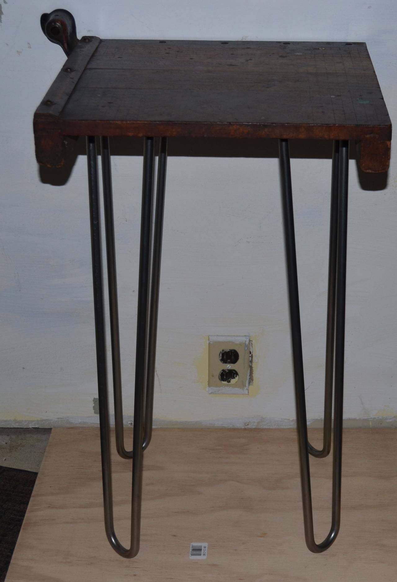 Table from Vintage Paper Cutter Mounted on Hairpin Legs 2