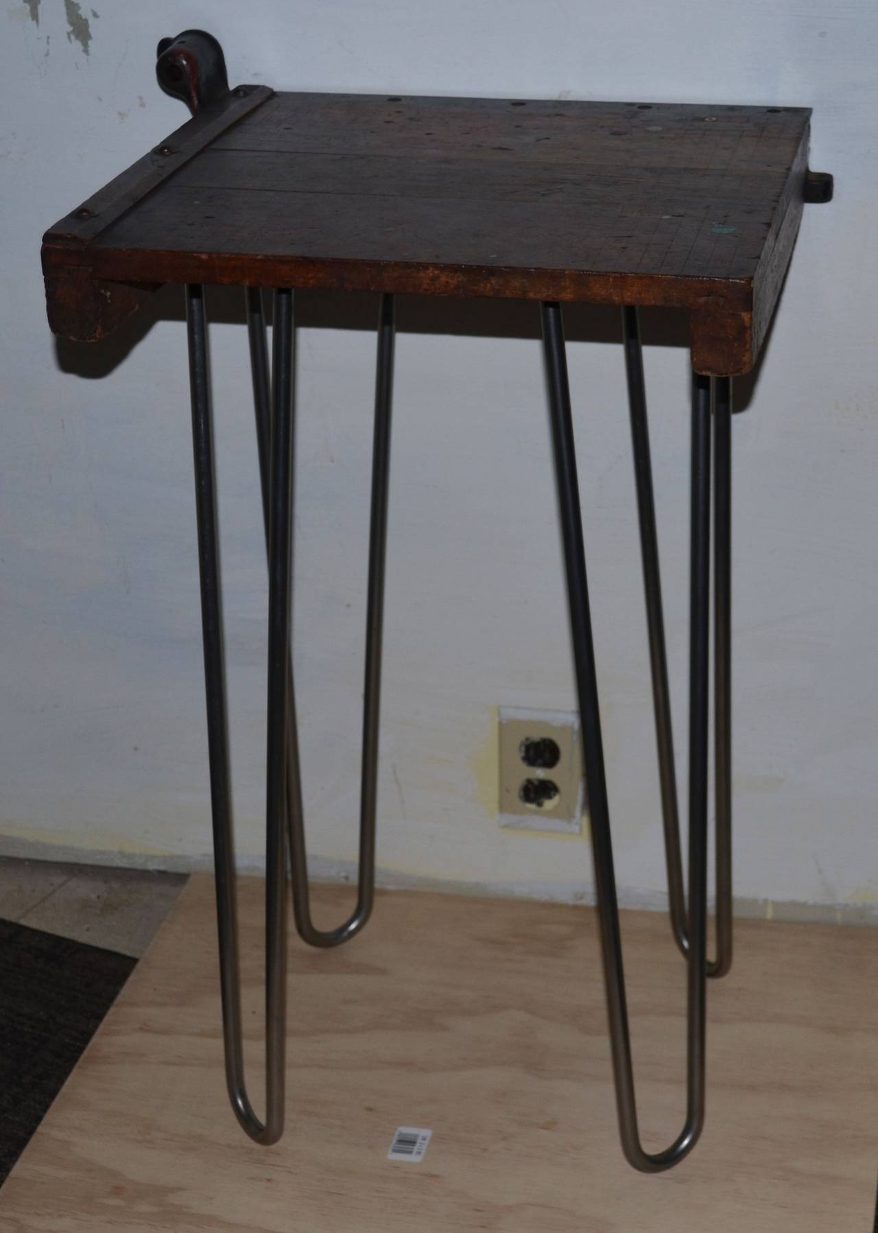 Table from Vintage Paper Cutter Mounted on Hairpin Legs 3