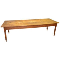 19th Century Pine Harvest Table, 9' long
