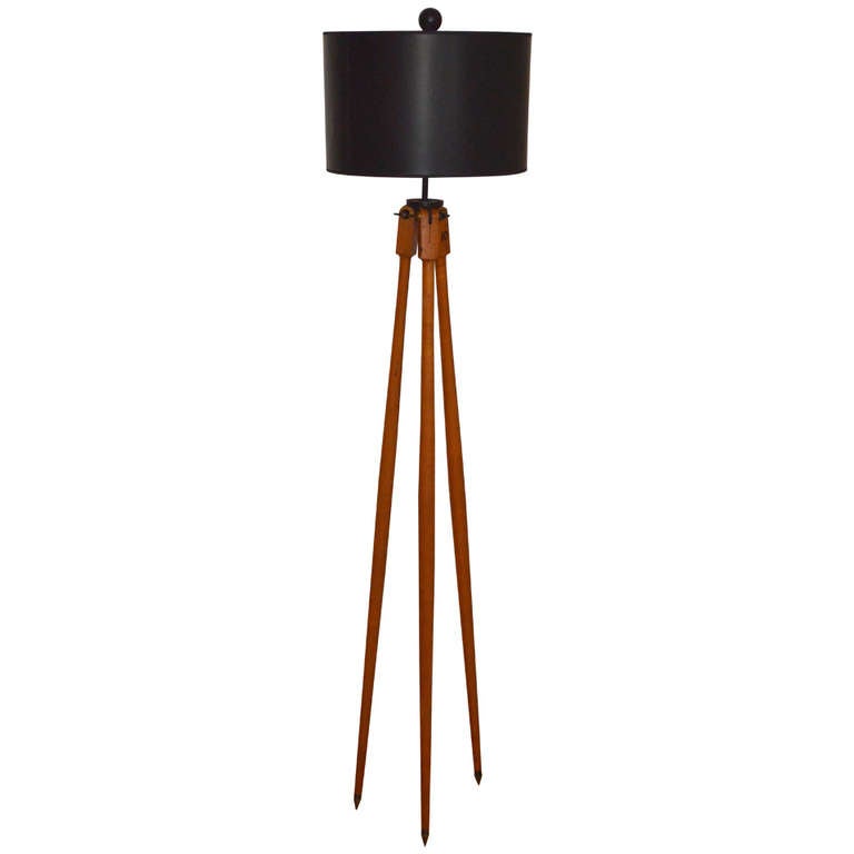 Surveyor Tripod As Wooden Floor Lamp At 1stdibs