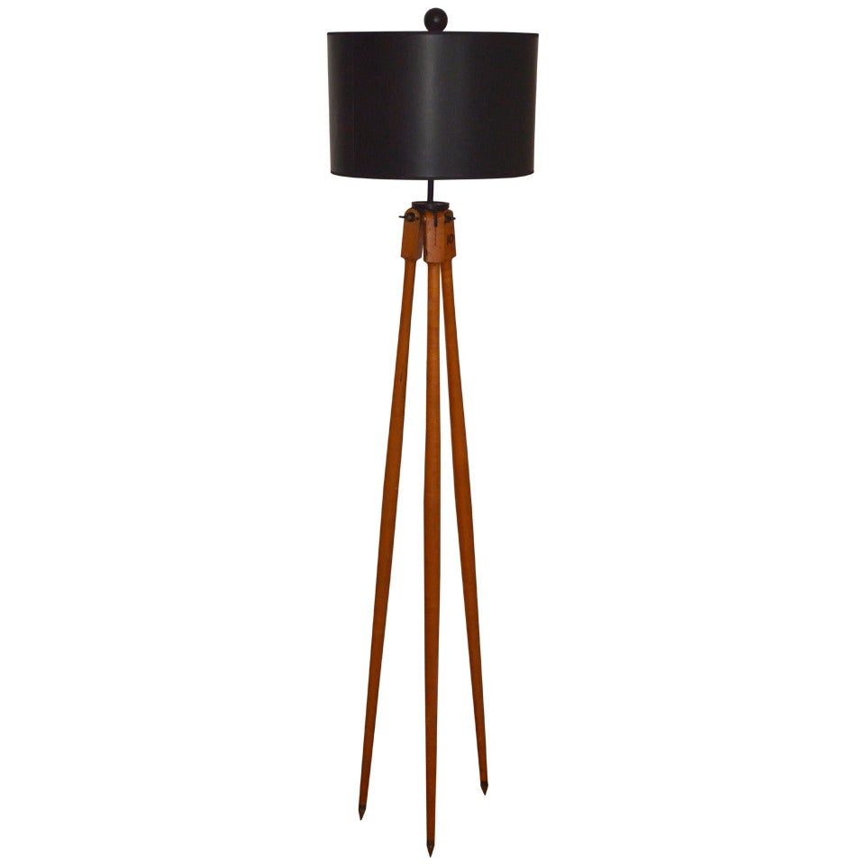 Surveyor Tripod as Wooden, Floor Lamp
