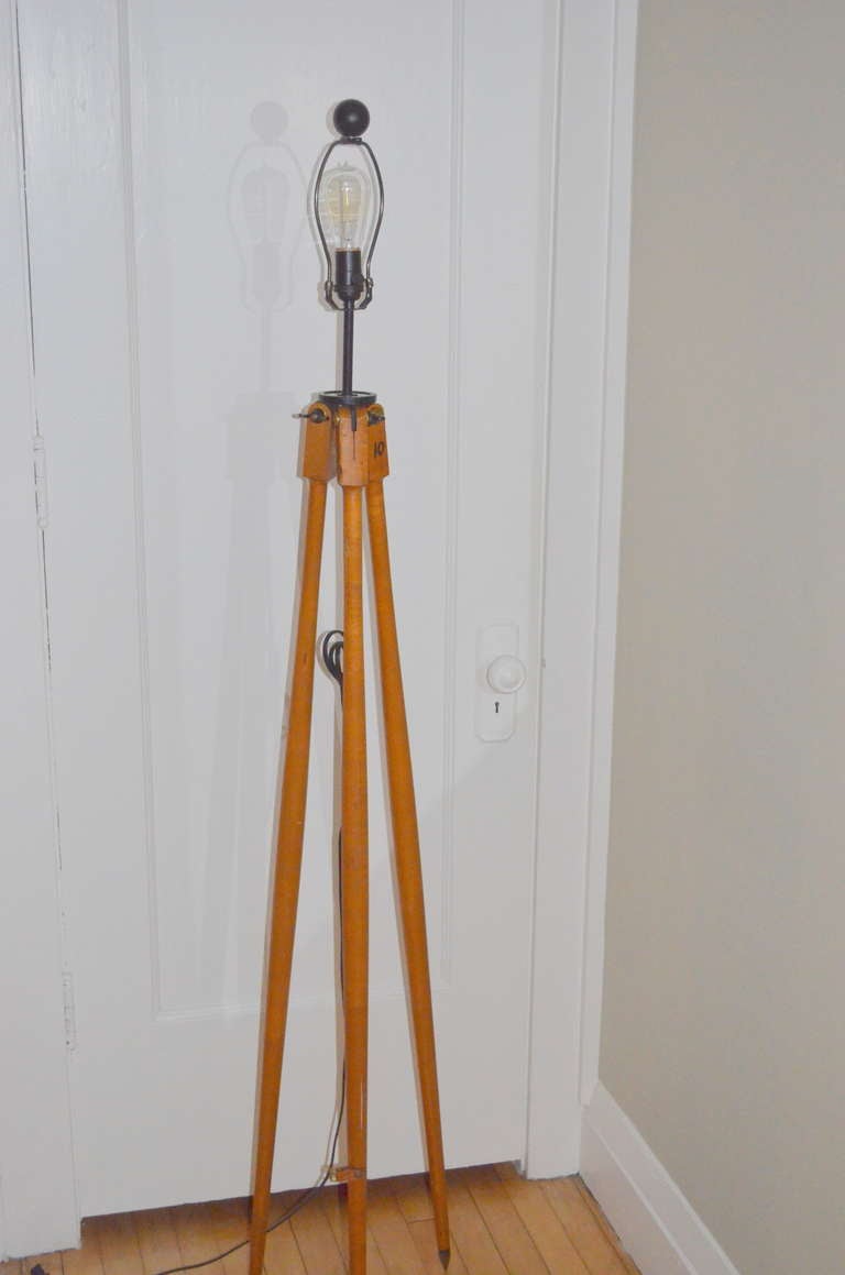 Surveyor Tripod as Wooden, Floor Lamp 1