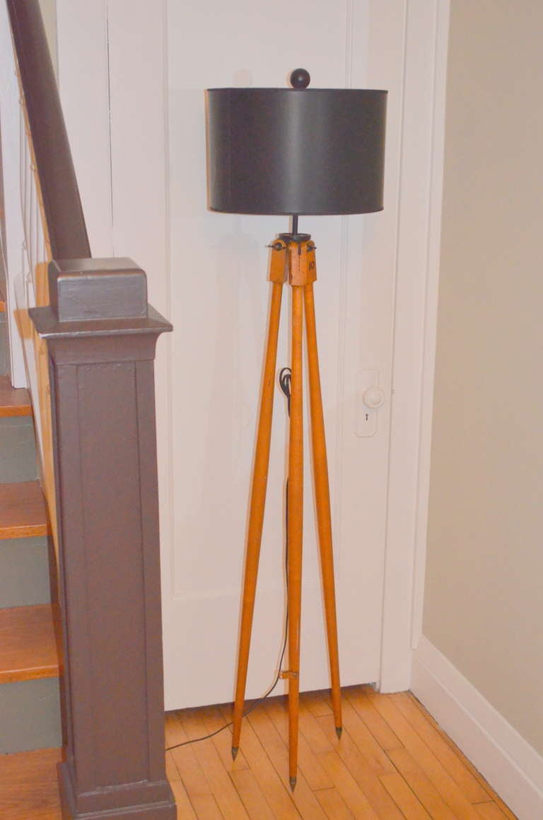 Surveyor Tripod as Wooden, Floor Lamp 2