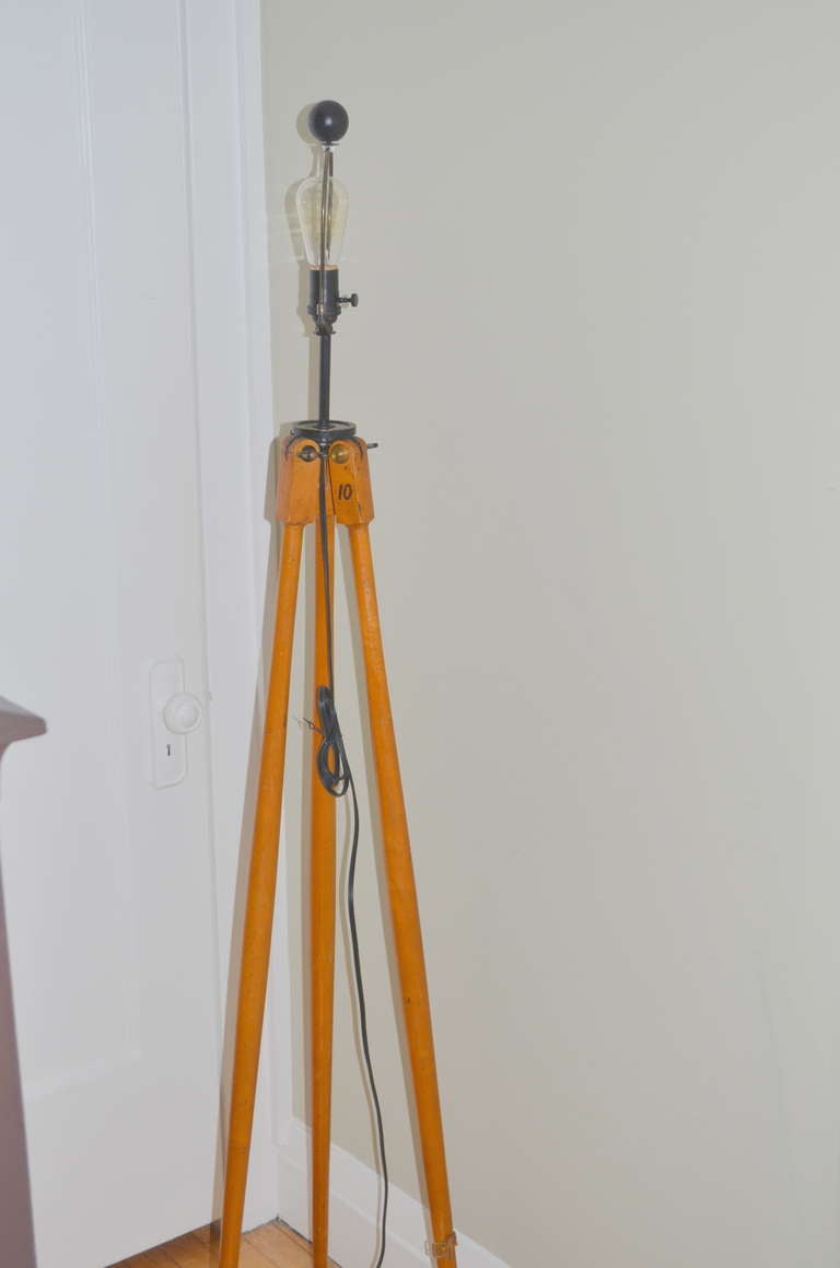 Surveyor Tripod as Wooden, Floor Lamp 3