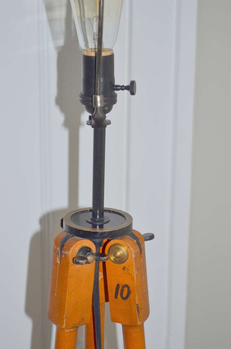 Surveyor Tripod as Wooden, Floor Lamp 4