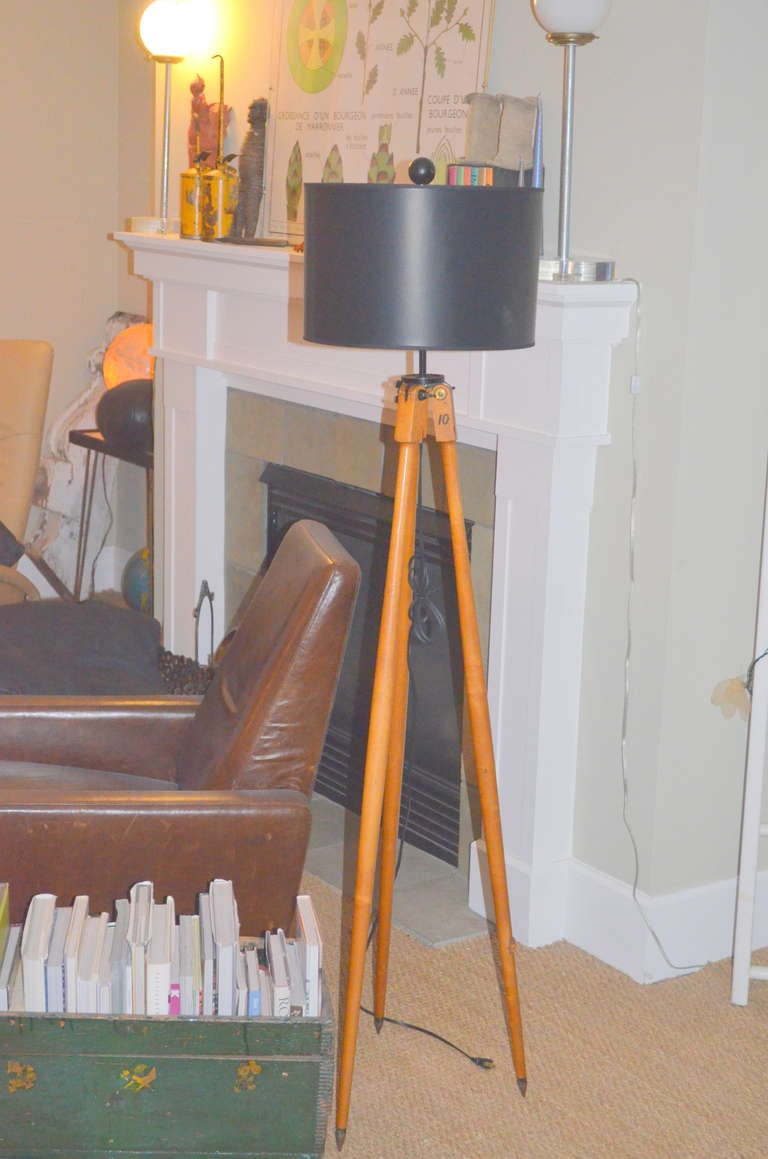 American Surveyor Tripod as Wooden, Floor Lamp