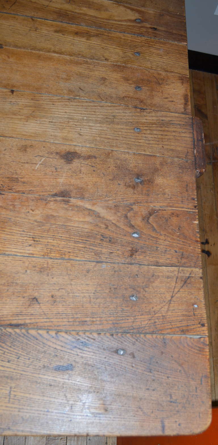 American 19th Century Pine Harvest Table, 9' long