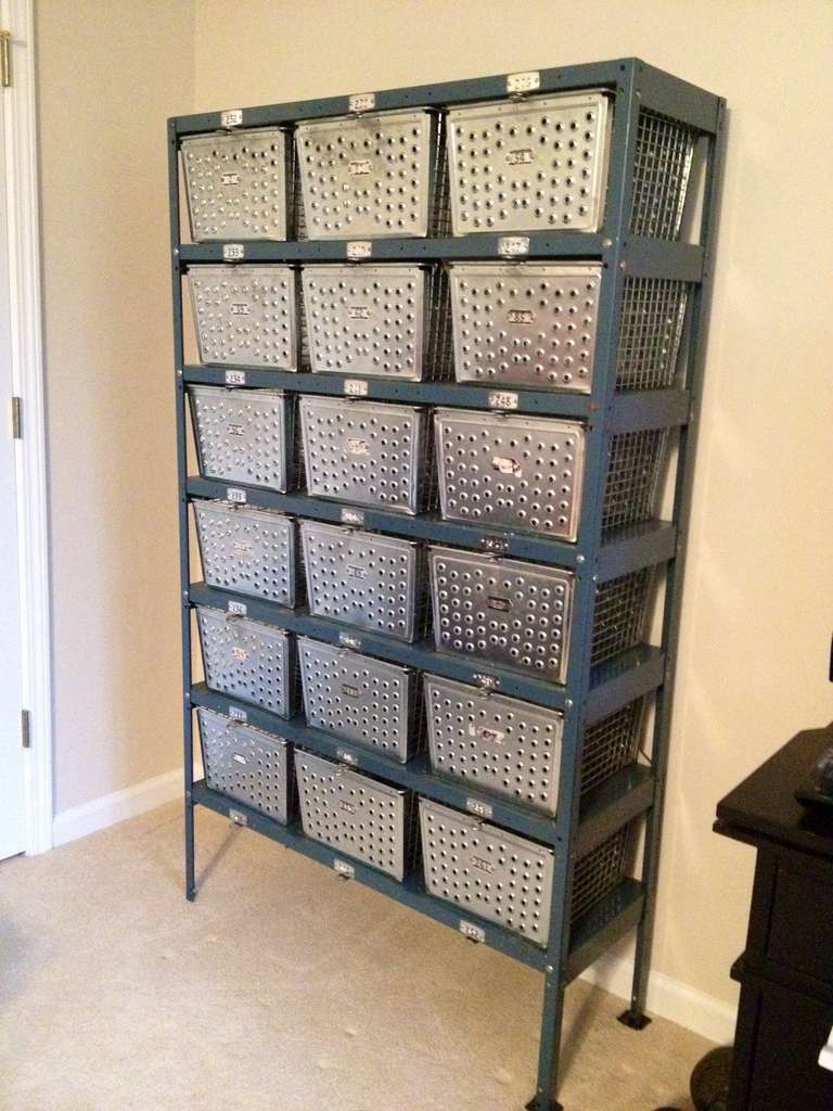 shelving with baskets