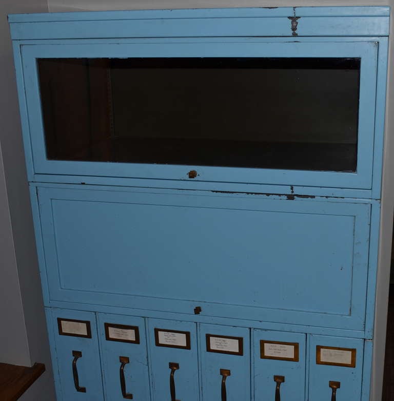 20th Century Early 20th century Barrister Cabinet/File System in blue-painted steel
