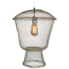 Used French Fish Basket as Pendant Light