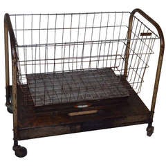 Vintage Factory Scale on wheels with Steel Basket