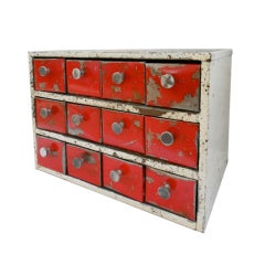 Vintage Industrial Red Steel Storage Cabinet