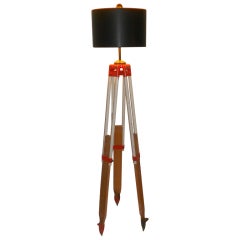 Vintage Surveyor's Tripod Lamp as Adjustable Floor Lamp