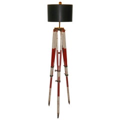 Surveyor's Wooden Tripod as Adjustable Floor Lamp