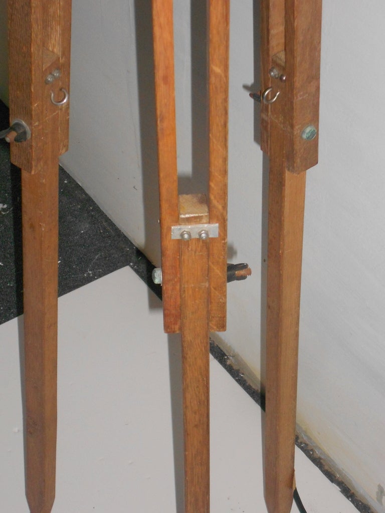 American Wooden Surveyor's Tripod as Floor Lamp