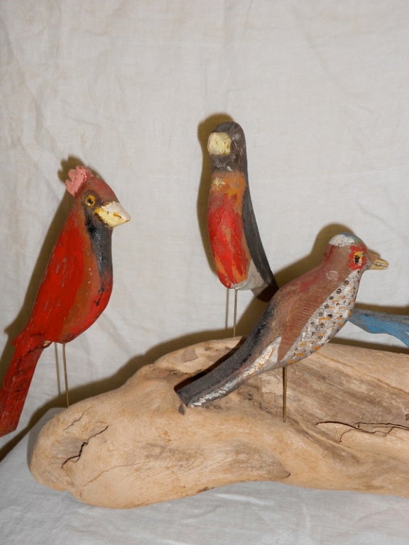wooden folk art birds