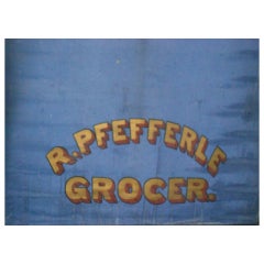 Canvas Window Shade of 19th Century Grocery Store, hand-painted