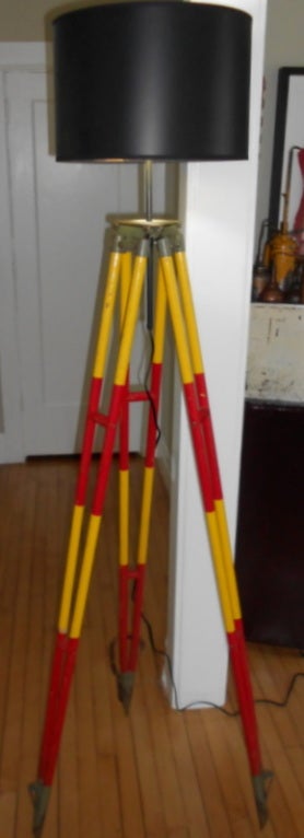 siren red and yellow wooden surveyor tripod as floor l at 1stdibs siren red and yellow wooden surveyor tripod as floor l at 1stdibs
